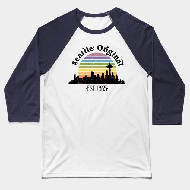 Seattle Original Retro Rainbow Baseball T-Shirt by Perpetual Brunch